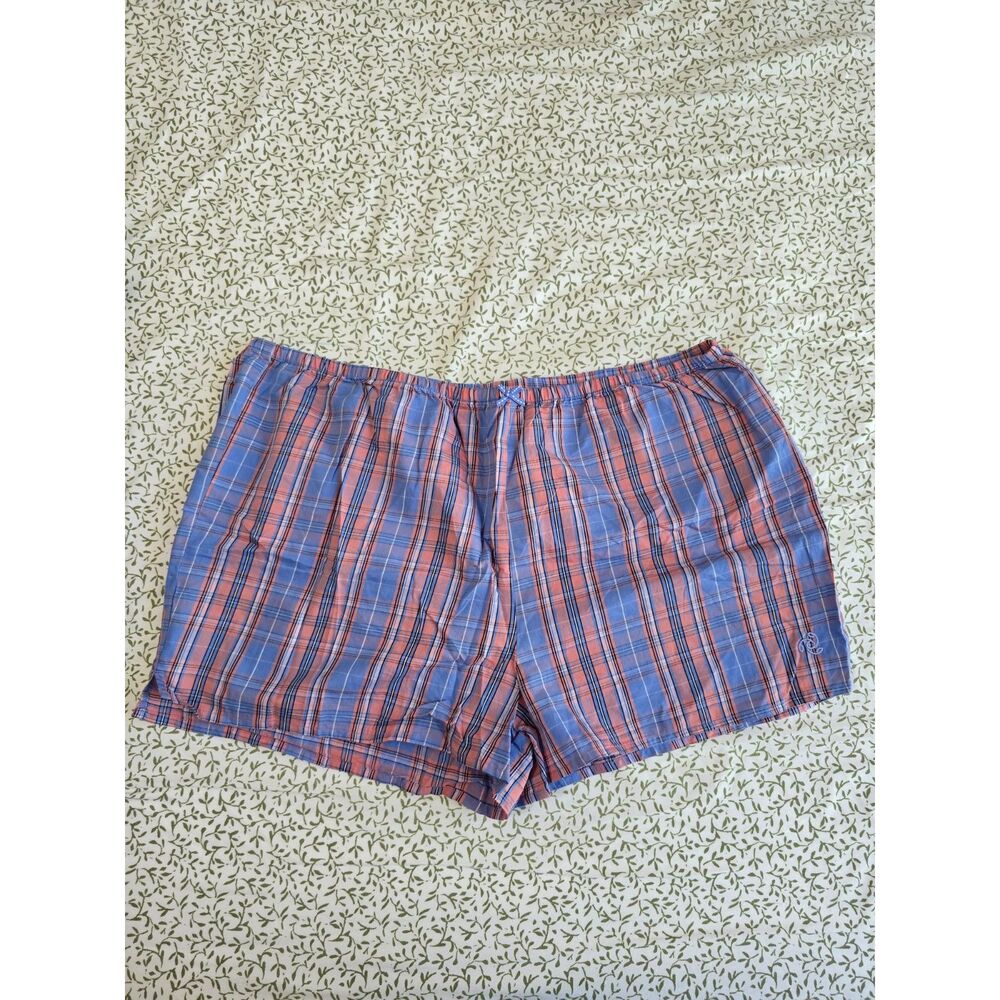 Jockey Blue & Coral Plaid Cotton Pajama Shorts